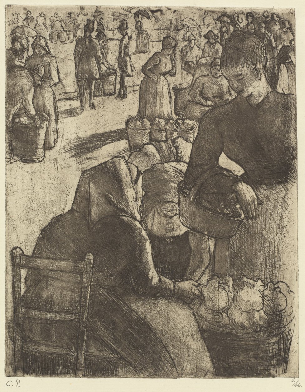 Gemüsemarkt in Pontoise von Camille Pissarro