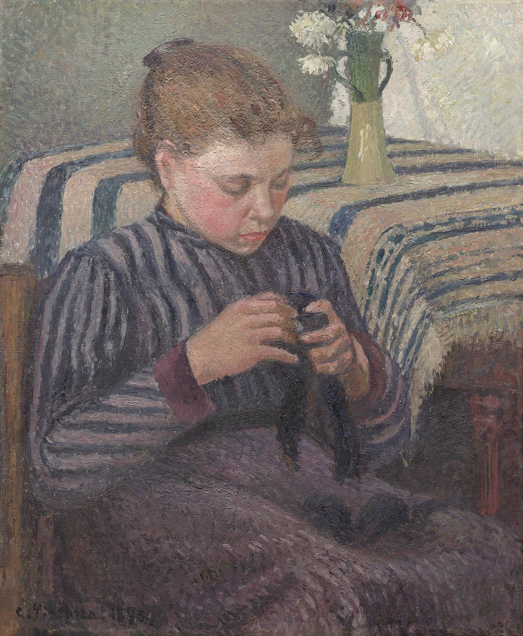 Frau beim Flicken von Camille Pissarro