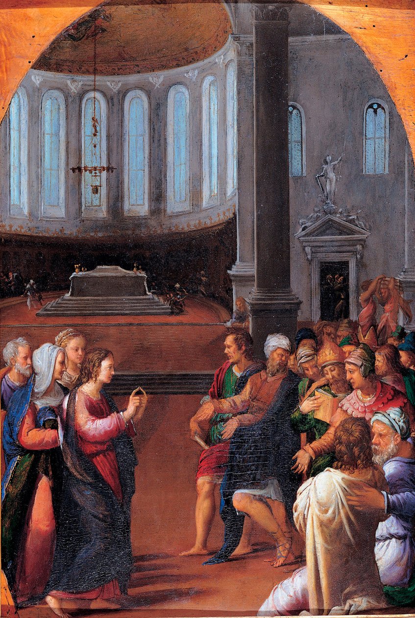 "Christus unter den Doktoren" Gemälde von Camillo Filippi (1500-1574) Öl auf Holz 1550 Maße 47x33 cm Musei Capitolini, Rom von Camillo Filippi