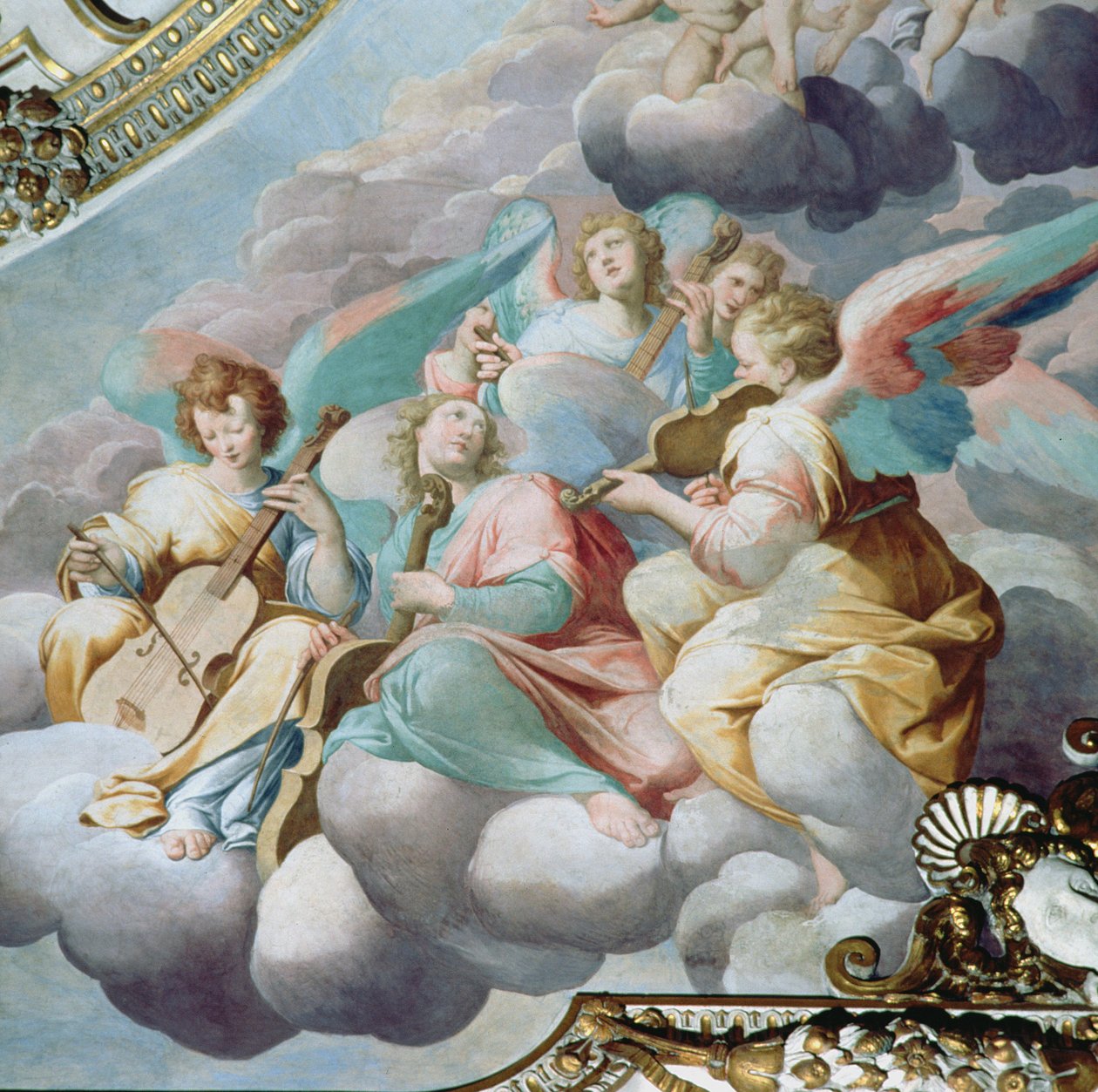 Detail der Engelmusiker aus dem Gewölbe des Chors von Camillo Procaccini