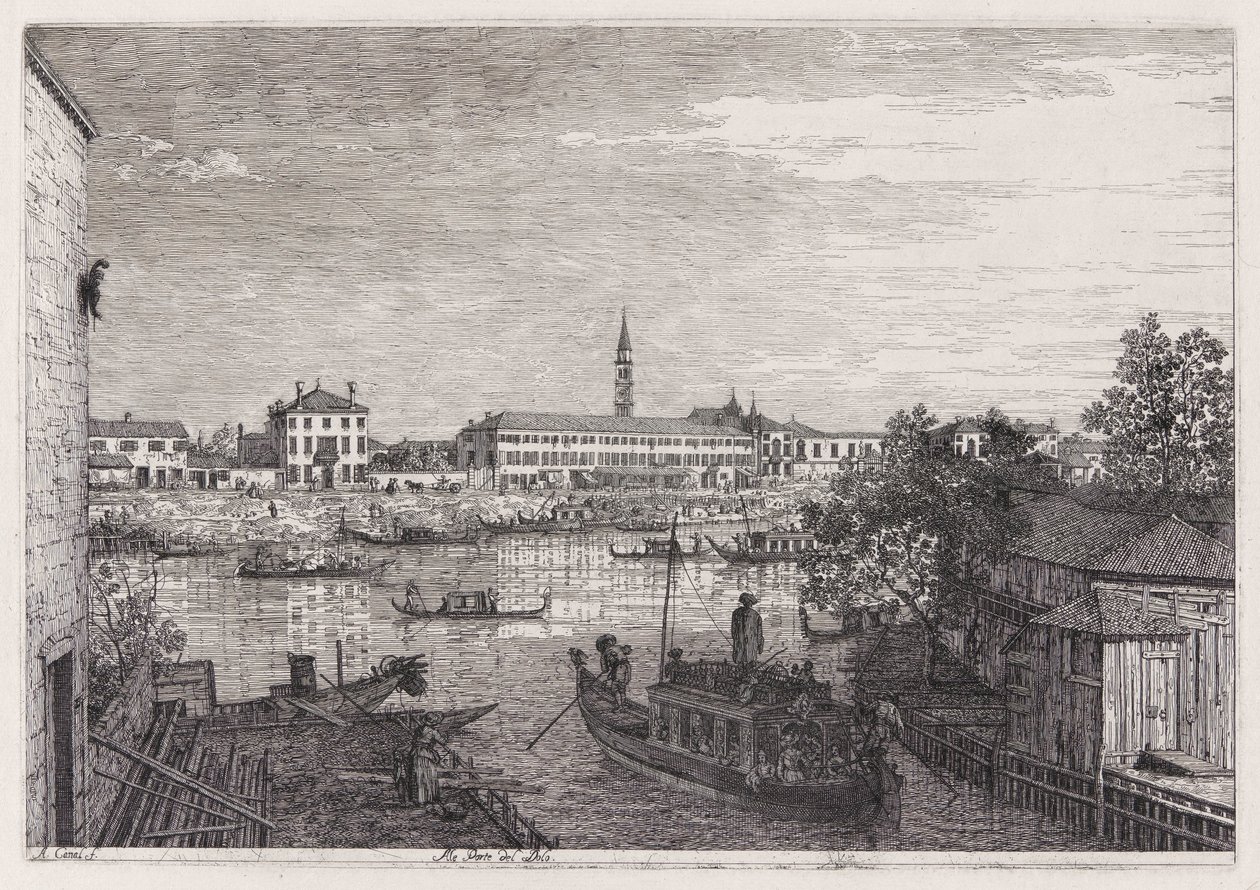 An den Schleusen von Dolo, aus der Serie Vedute (Ansichten) von Canaletto (Giovanni Antonio Canal)
