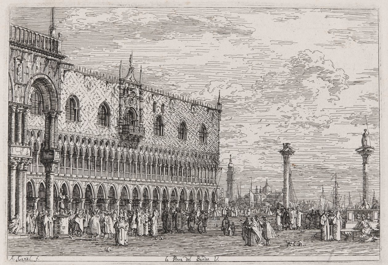 La Piera del Bando. V., aus der Serie Vedute (Ansichten) von Canaletto (Giovanni Antonio Canal)