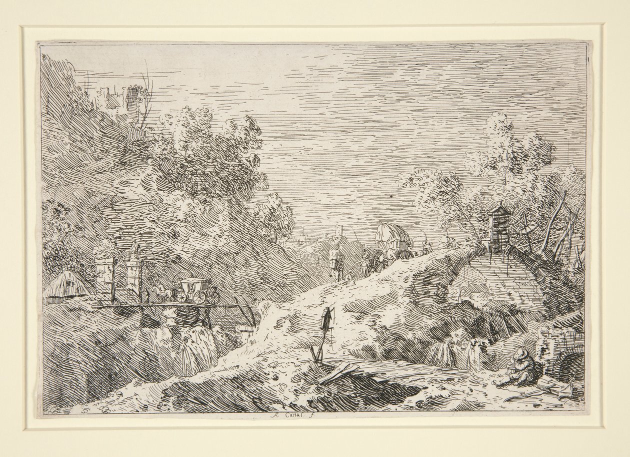 Berglandschaft mit fünf Brücken, aus den Veduten (Ansichten) von Canaletto (Giovanni Antonio Canal)