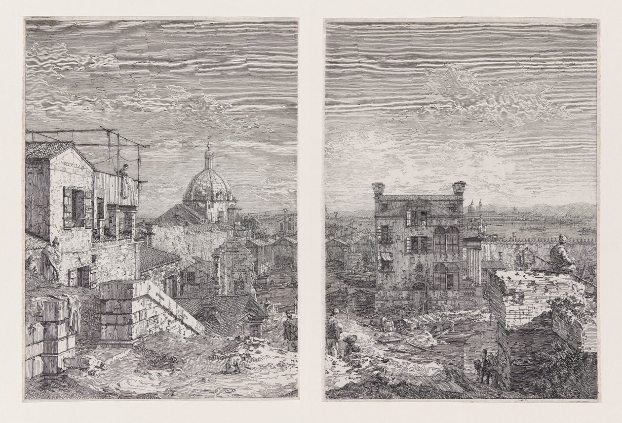 Das Haus mit dem Peristyl, aus der Serie Vedute (Ansichten) von Canaletto (Giovanni Antonio Canal)