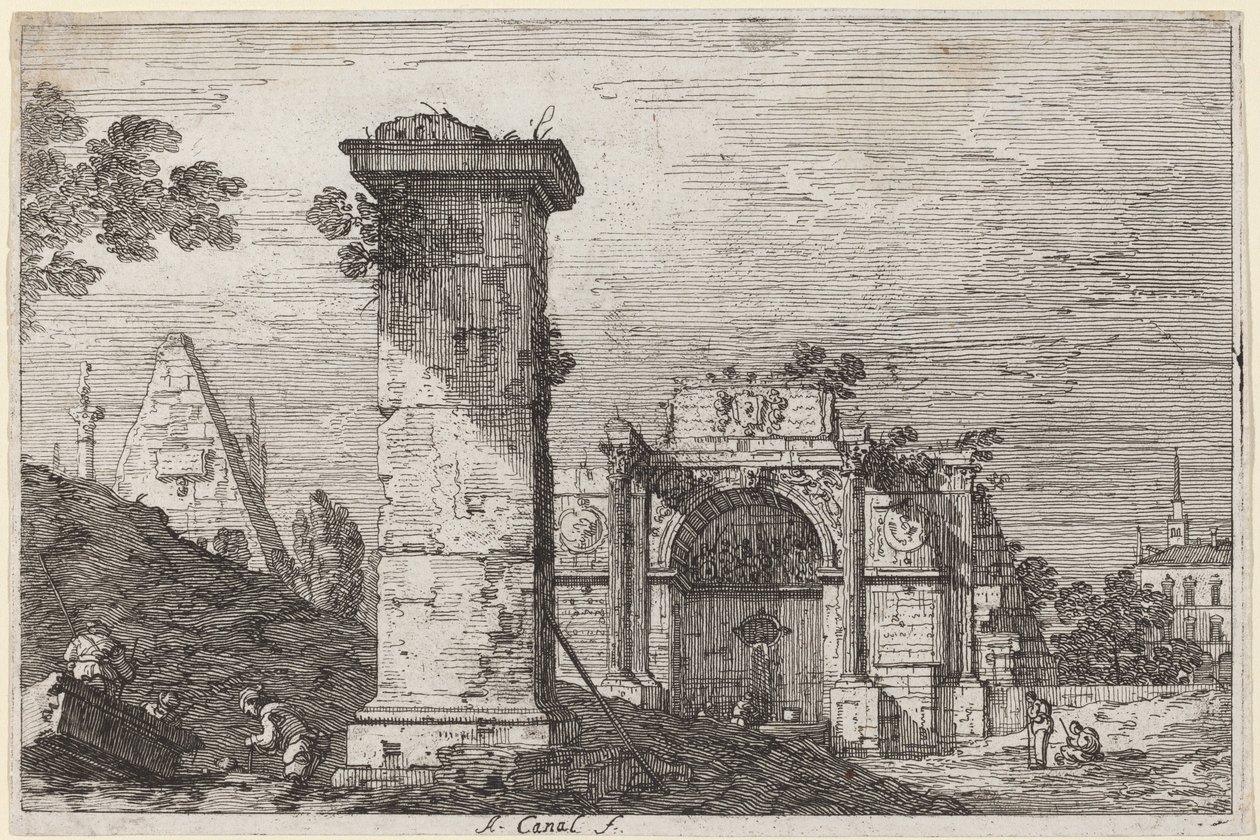 Landschaft mit Ruinen von Canaletto