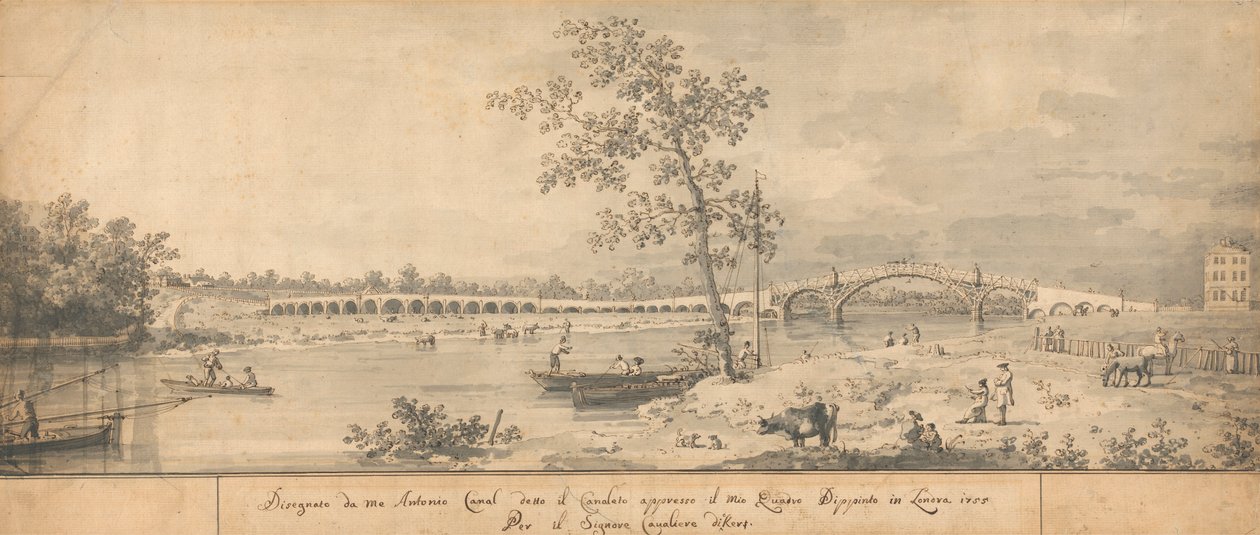 Alte Walton-Brücke von der Middlesex-Seite gesehen von Canaletto