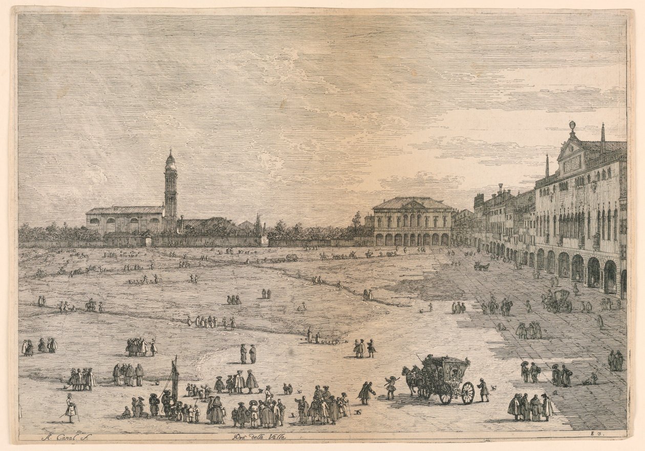 Prà della Valle (Prato della Valle, Padua), aus den Vedute altre prese da i luoghi altre ideate von Canaletto