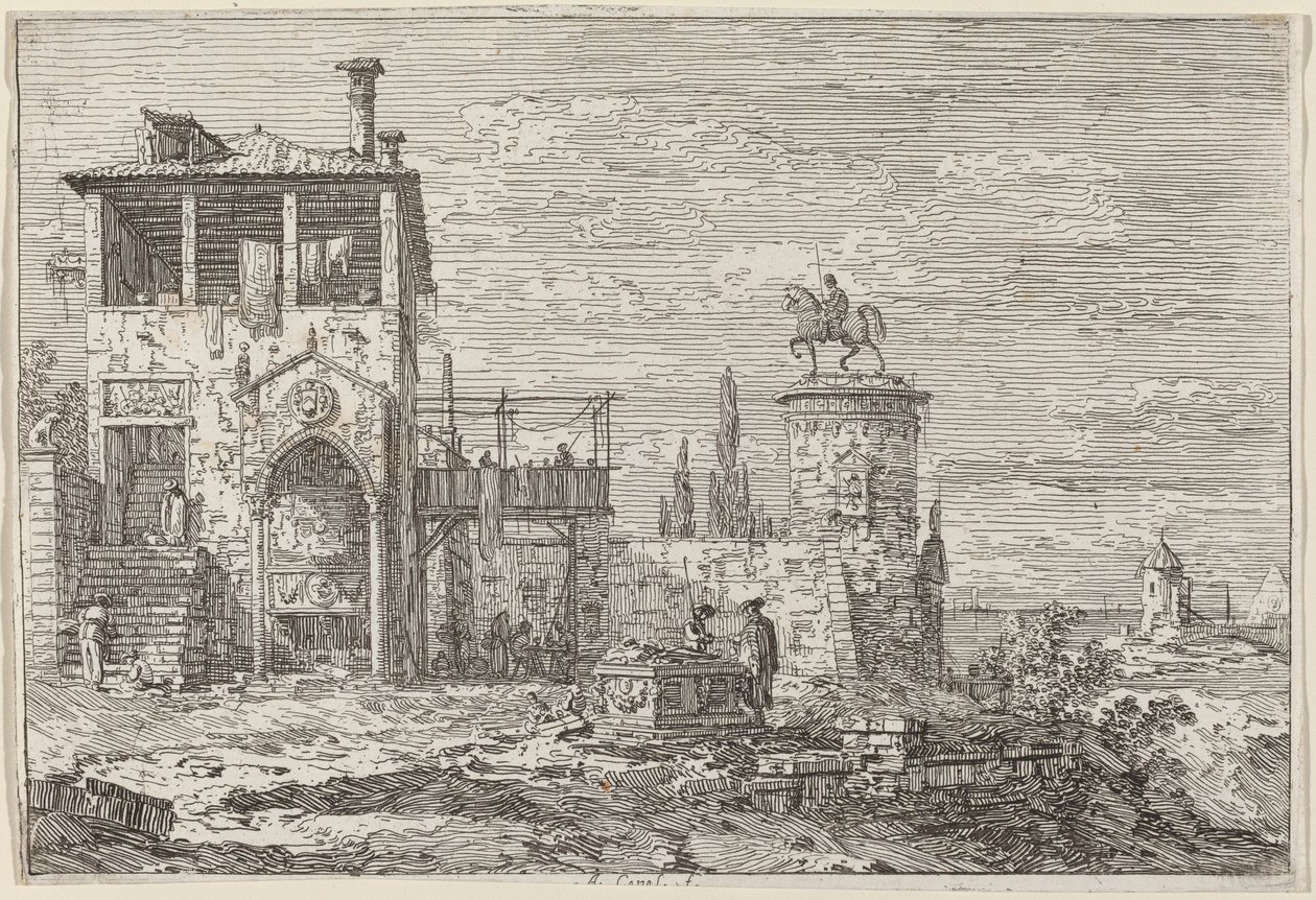 Das Reiterdenkmal, ca. 1735-1746 von Canaletto