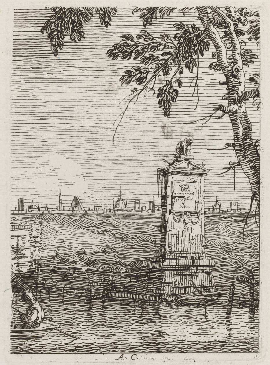 Das kleine Monument (links), ca. 1735-1746 von Canaletto