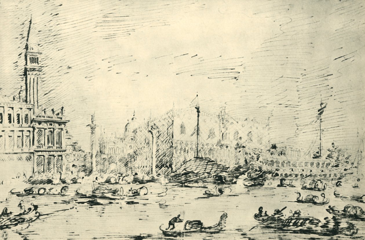 Venedig: Das Bacino di San Marco am Himmelfahrtstag 1729, 1943 von Giovanni Antonio Canal