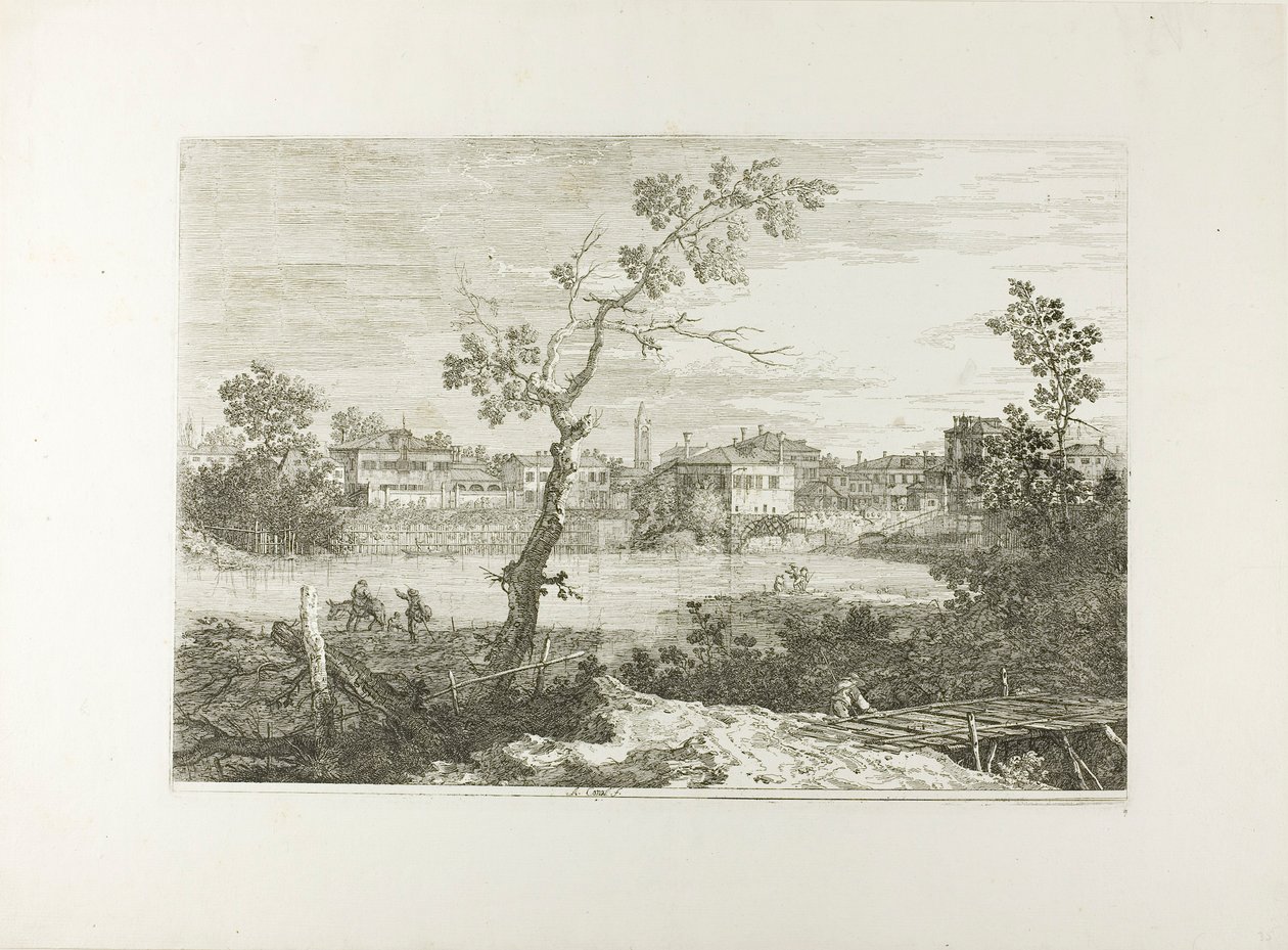 Ansicht einer Stadt am Flussufer, aus Vedute von Canaletto