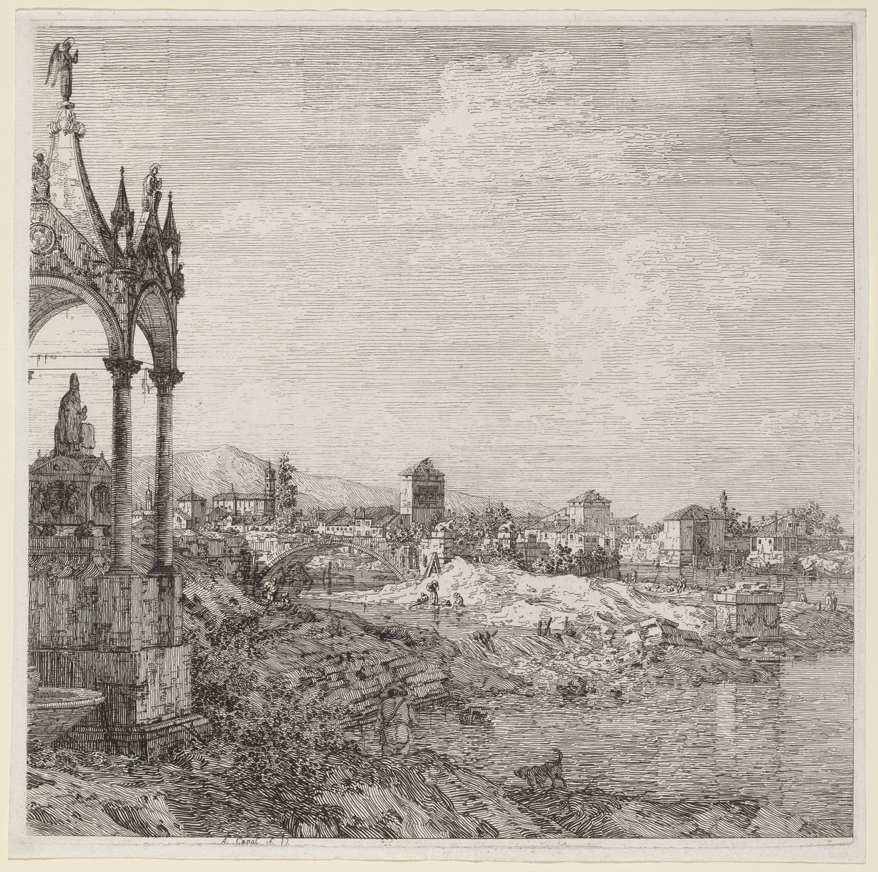 Ansicht einer Stadt mit Bischofsgrab, ca. 1740 von Canaletto