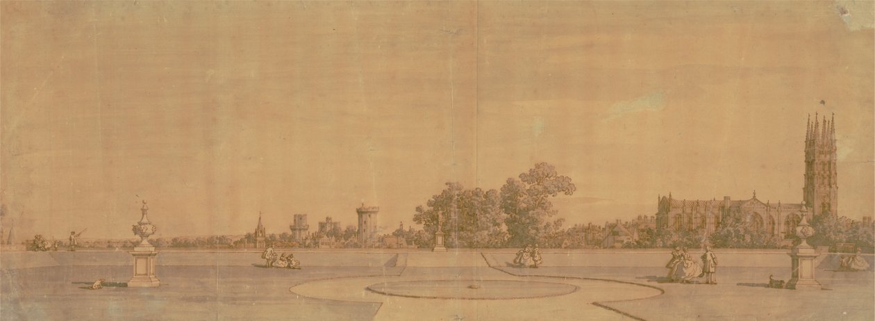 Warwick: Die Stadt und das Schloss von den Priory Gardens aus von Canaletto