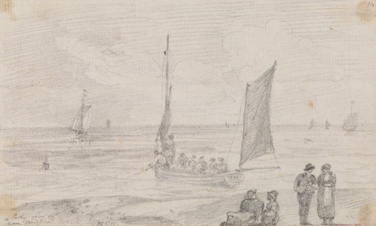 Eine Gruppe geht in der Nähe des Strandes von Brighton, 18. September 1815 von Capt. Thomas Hastings