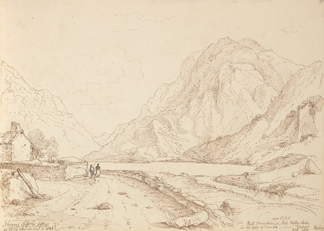 Bull Mountain und Ash Valley Lake im Gap of Dunloh, September 1841 von Capt. Thomas Hastings
