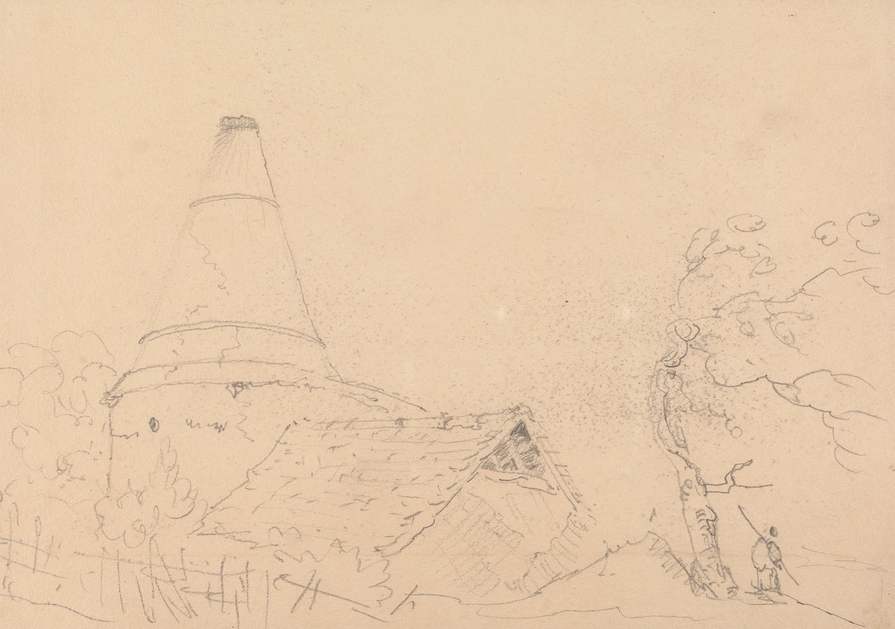 Skizze eines Daches mit großem Schornstein von Capt. Thomas Hastings