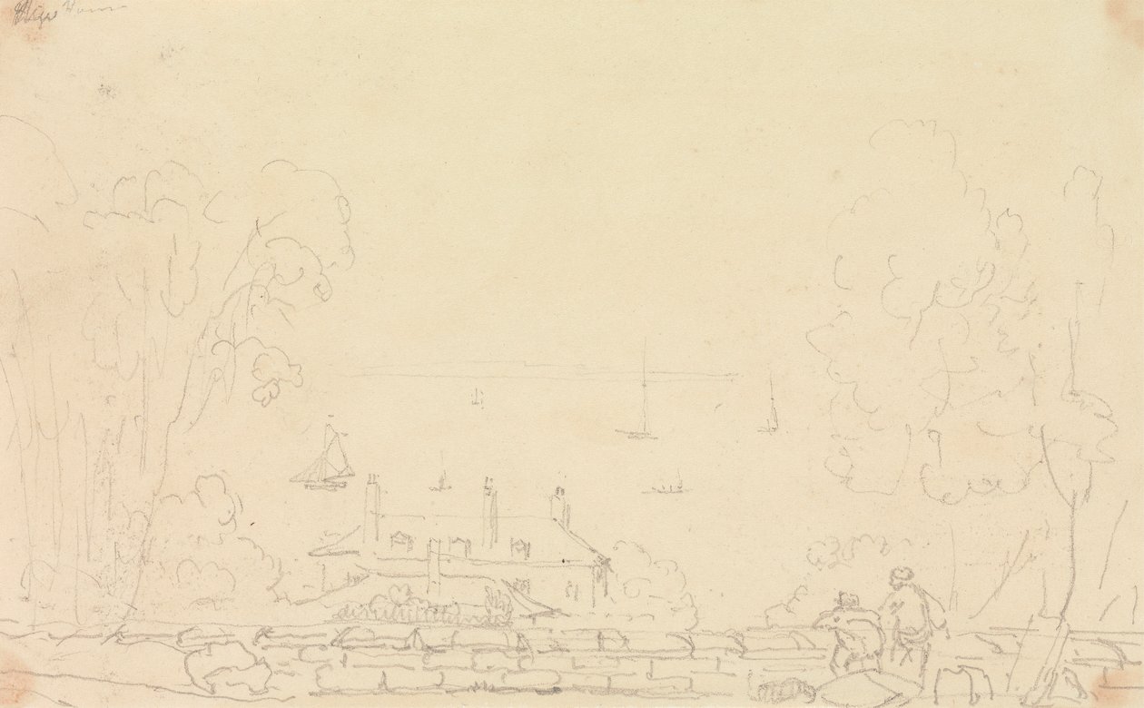 Skizze eines Landhauses in der Nähe der Küste, Isle of Wight von Capt. Thomas Hastings