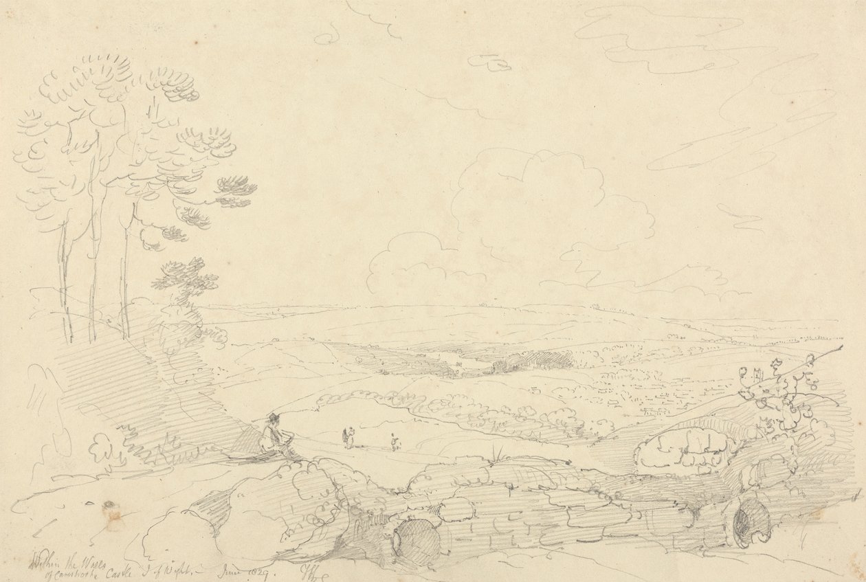 Innerhalb der Mauern von Carisbrooke Castle, Isle of Wight, Juni 1829 von Capt. Thomas Hastings