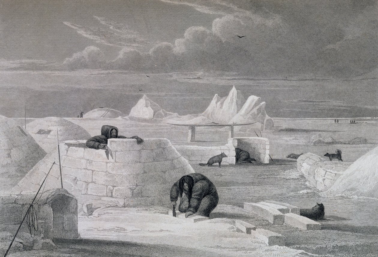 Eskimaux bauen eine Schneehütte, aus 