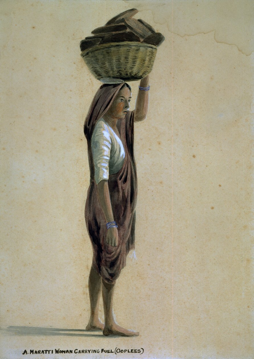 Eine Mahratta-Frau trägt Brennholz, Indien von Captain Cornelius Francis James