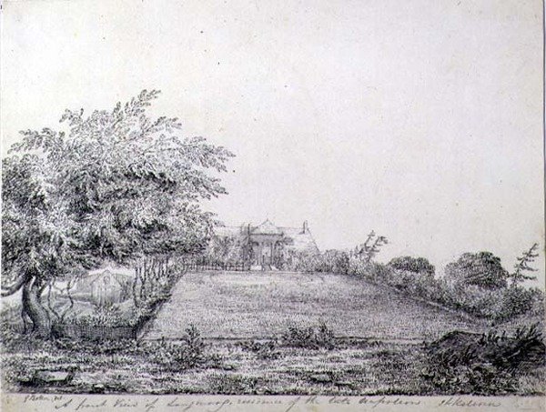 Frontansicht von Napoleons I. Longwood-Residenz am späten Nachmittag, St. Helena von Captain G. Rotton