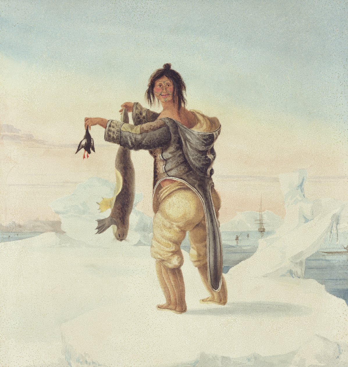 Ein Eskimo von den Savage Islands, 1821 von Captain George Francis Lyon