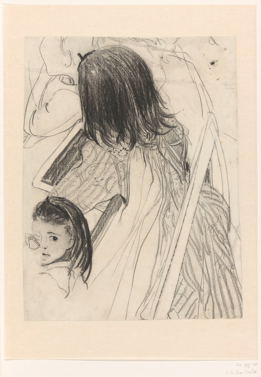 Skizzenblatt mit sitzendem Schulmädchen von Carel Adolph Lion Cachet