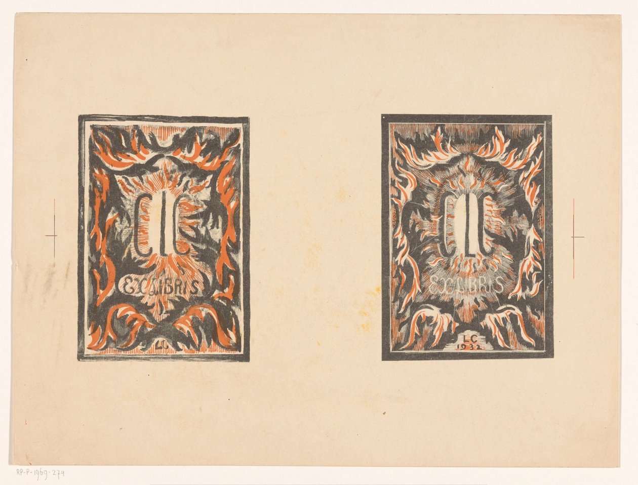 Zwei Ex libris von Carel Lion Cachet von Carel Adolph Lion Cachet