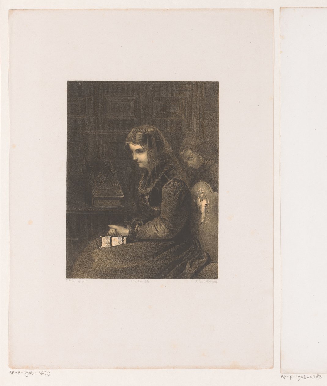 Verschleierte Frau mit Bibel auf dem Schoß von Carel Christiaan Antony Last