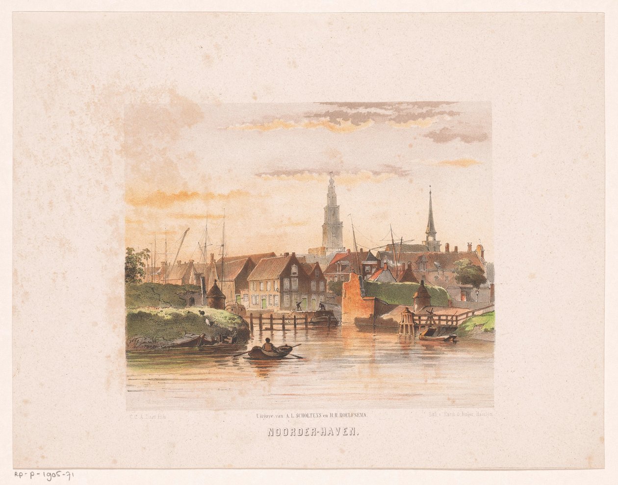 Ansicht von Groningen vom Noorderhaven aus von Carel Christiaan Antony Last