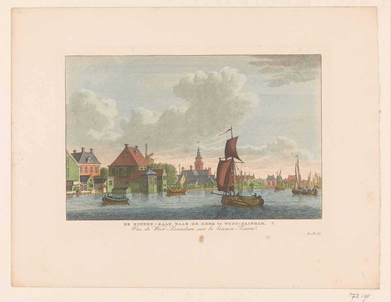 Ansicht des Dorfes Westzaandam über das Wasser von Carel Frederik Bendorp (I)