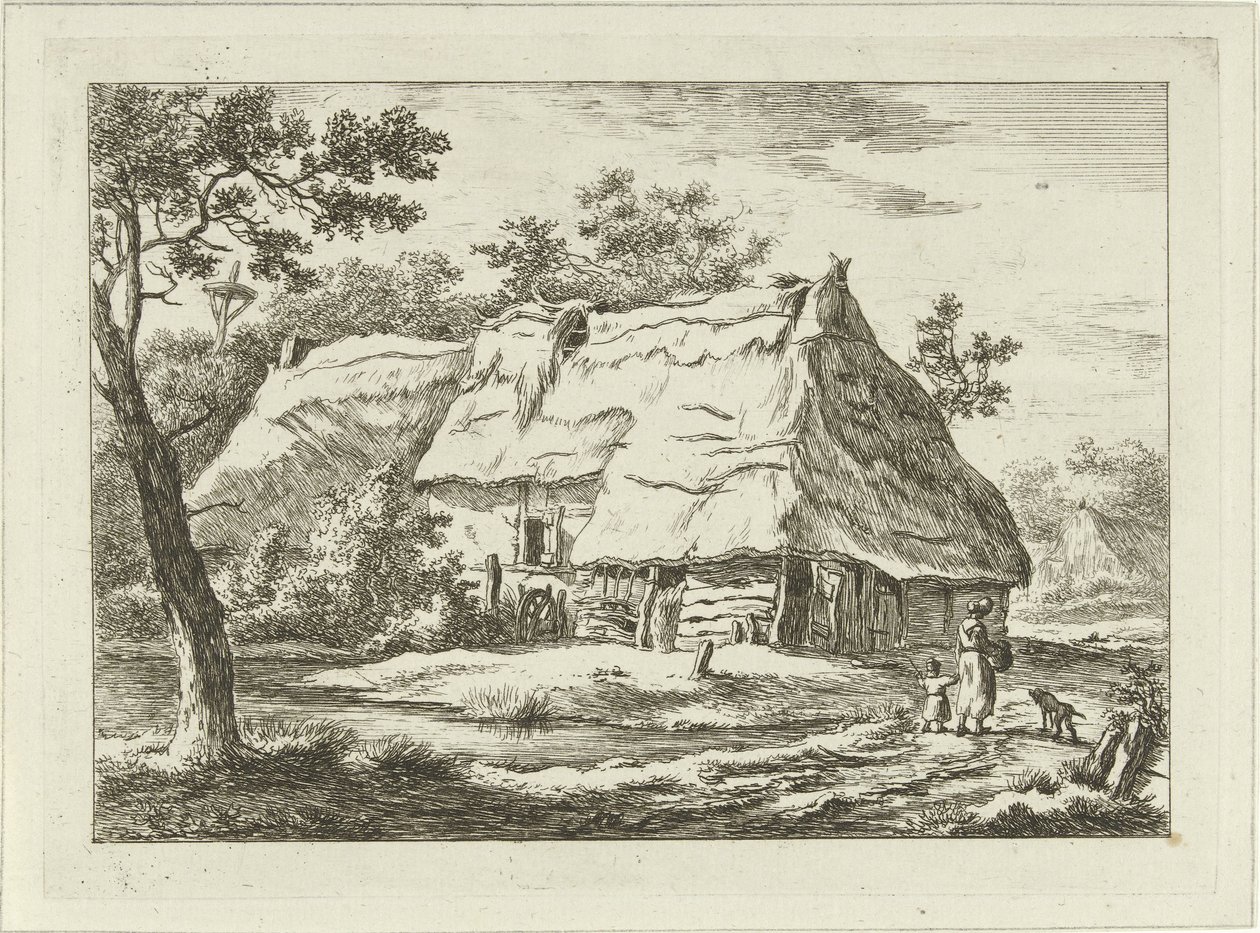 Frau mit Kind bei einem Bauernhof von Carel Lodewijk Hansen