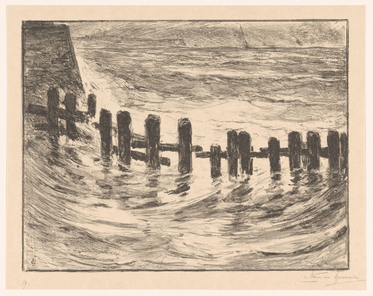 Pfahlwerk in der Schelde bei Vlissingen von Carel Nicolaas Storm van 