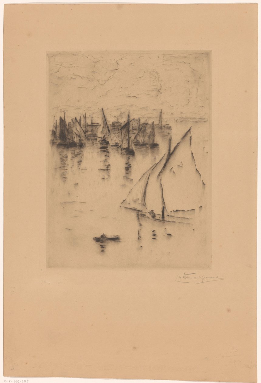 Segelschiffe vor dem Hafen von Le Havre von Carel Nicolaas Storm van 