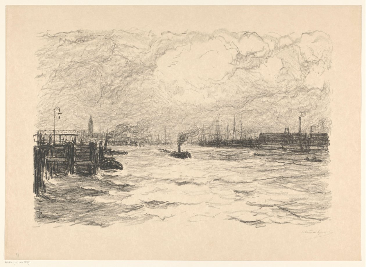 Schlepper im Hafen von Hamburg von Carel Nicolaas Storm van 