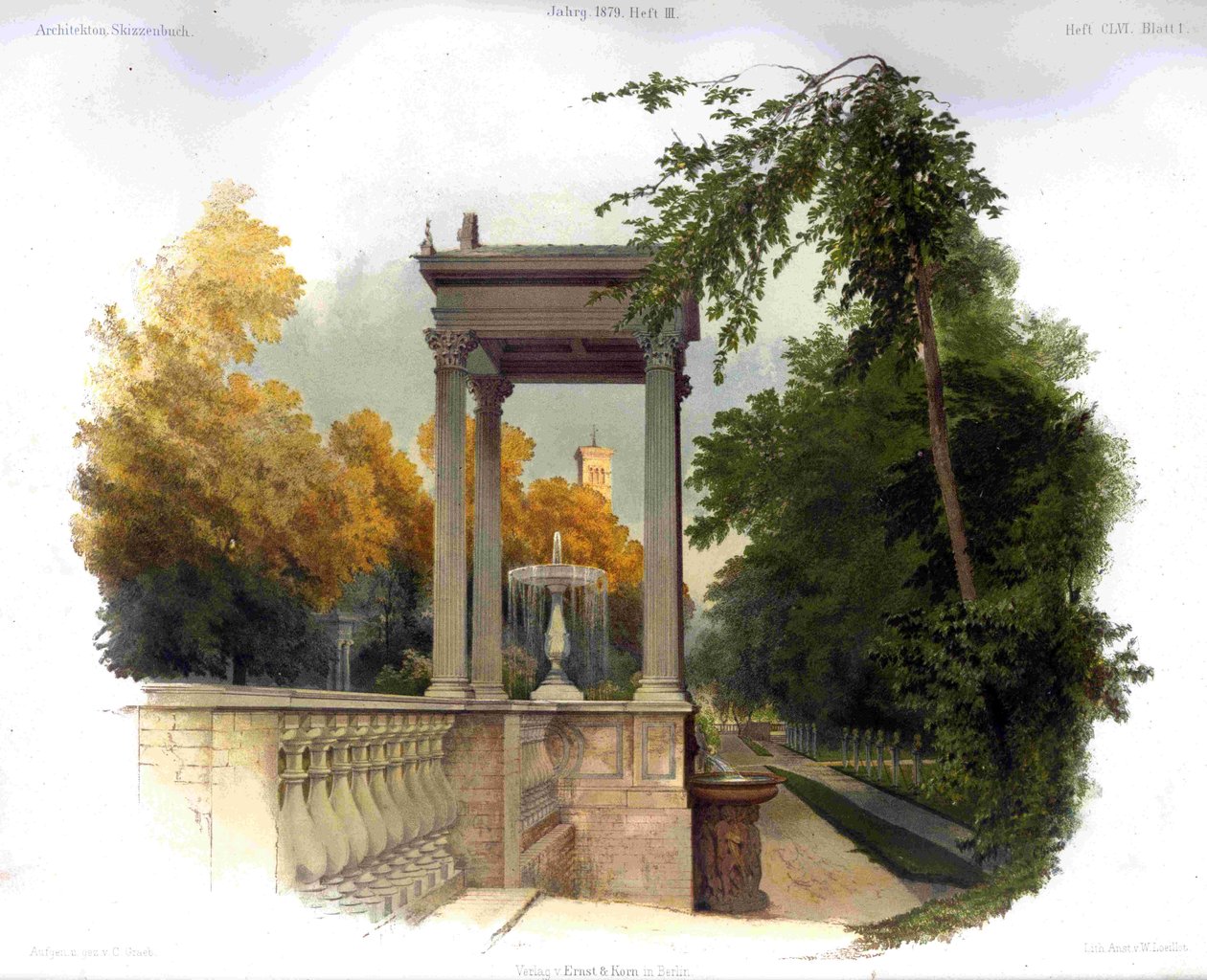 Brunnenanlage in Sanssouci, Potsdam von Carl Graeb