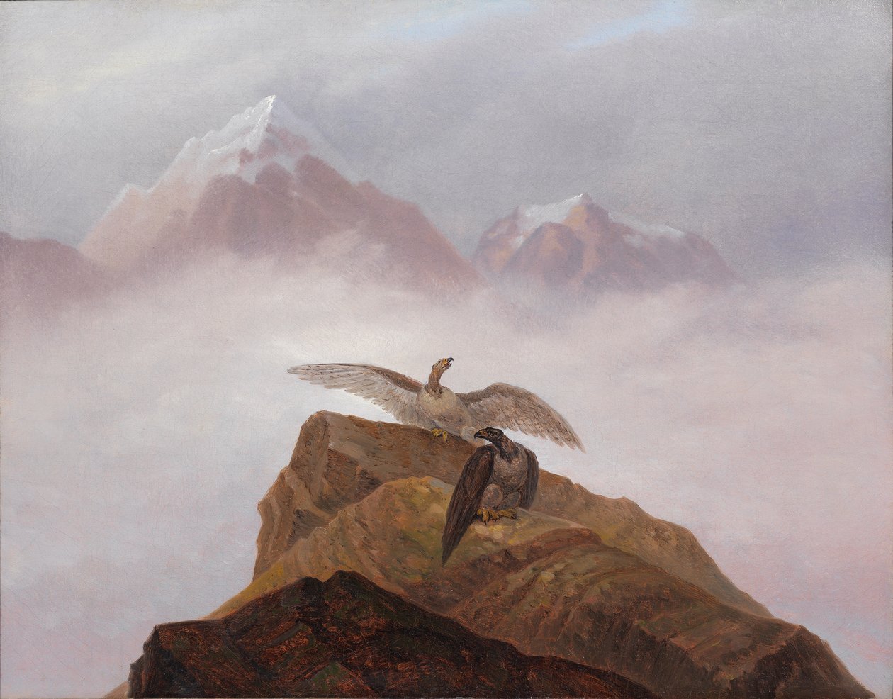 Phantasie aus der Alpenwelt. Adler, die auf einem Alpenhorn nisten von Carl Gustav Carus
