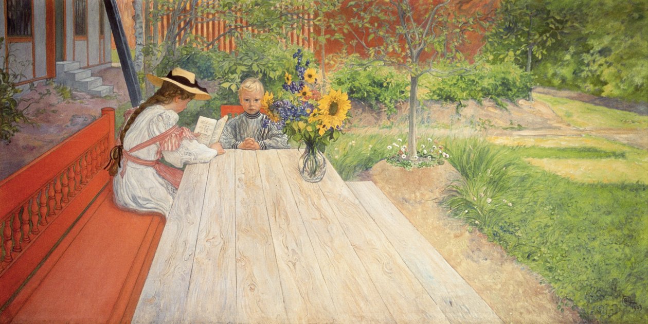 Die erste Lektion, 1903 von Carl Larsson