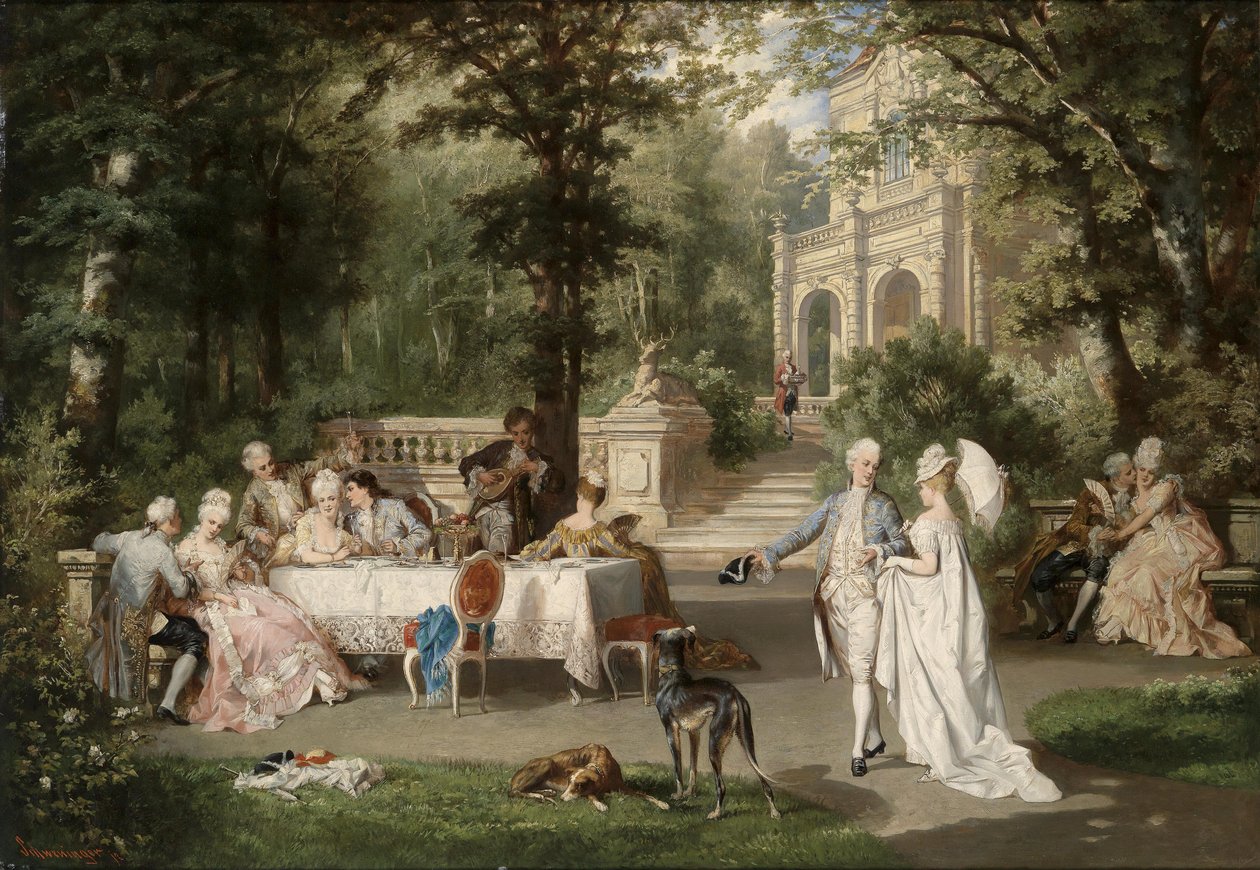 Galante Gesellschaft im Schlosspark von Carl Schweninger jr.