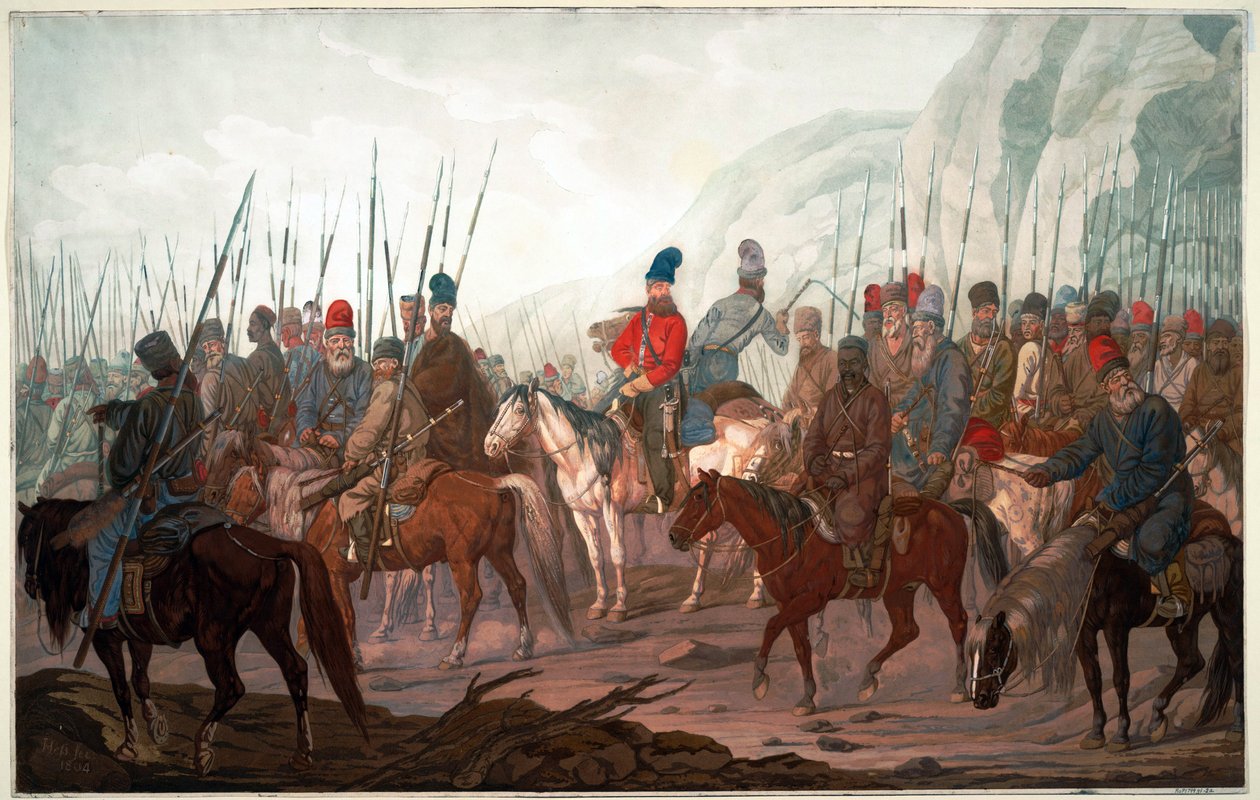 Marsch der Ural-Kosaken durch Böhmen von Carl Adolph Heinrich Hess