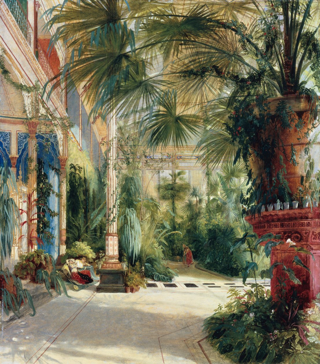 Das Innere des Palmenhauses auf der Pfaueninsel von Carl Blechen
