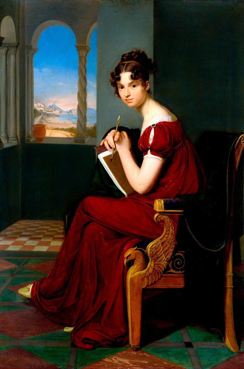 Porträt einer jungen Frau mit Zeichenutensilien (1816) von Carl Christian Vogel von Vogelstein
