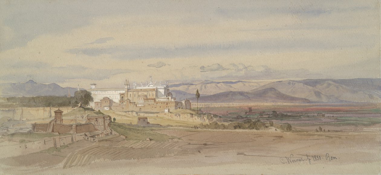 Römische Landschaft mit San Giovanni in Laterano von Carl Friedrich Heinrich Werner