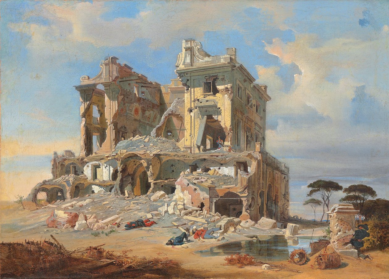 Die Schlacht am Casino dei Quattro Venti während der Belagerung von Rom, 1849 von Carl Friedrich Heinrich Werner
