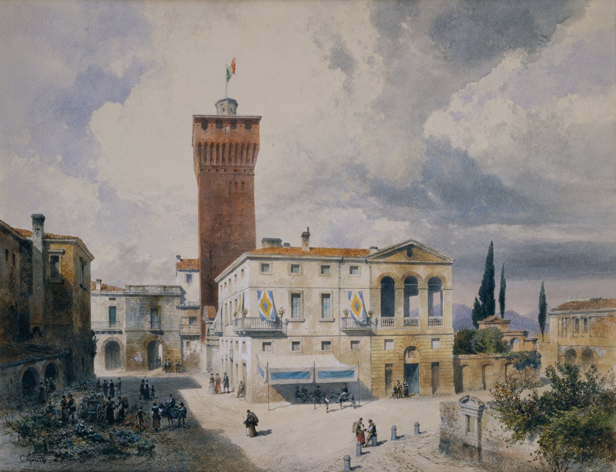Marktplatz in Piacenza von Carl Georg Anton Graeb