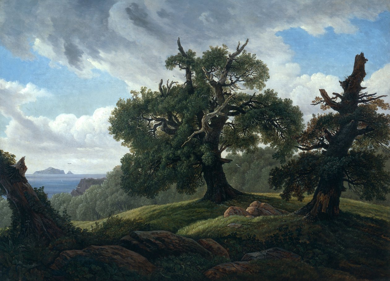 Erinnerung an eine bewaldete Insel in der Ostsee Eichen am Meer, 1835 von Carl Gustav Carus