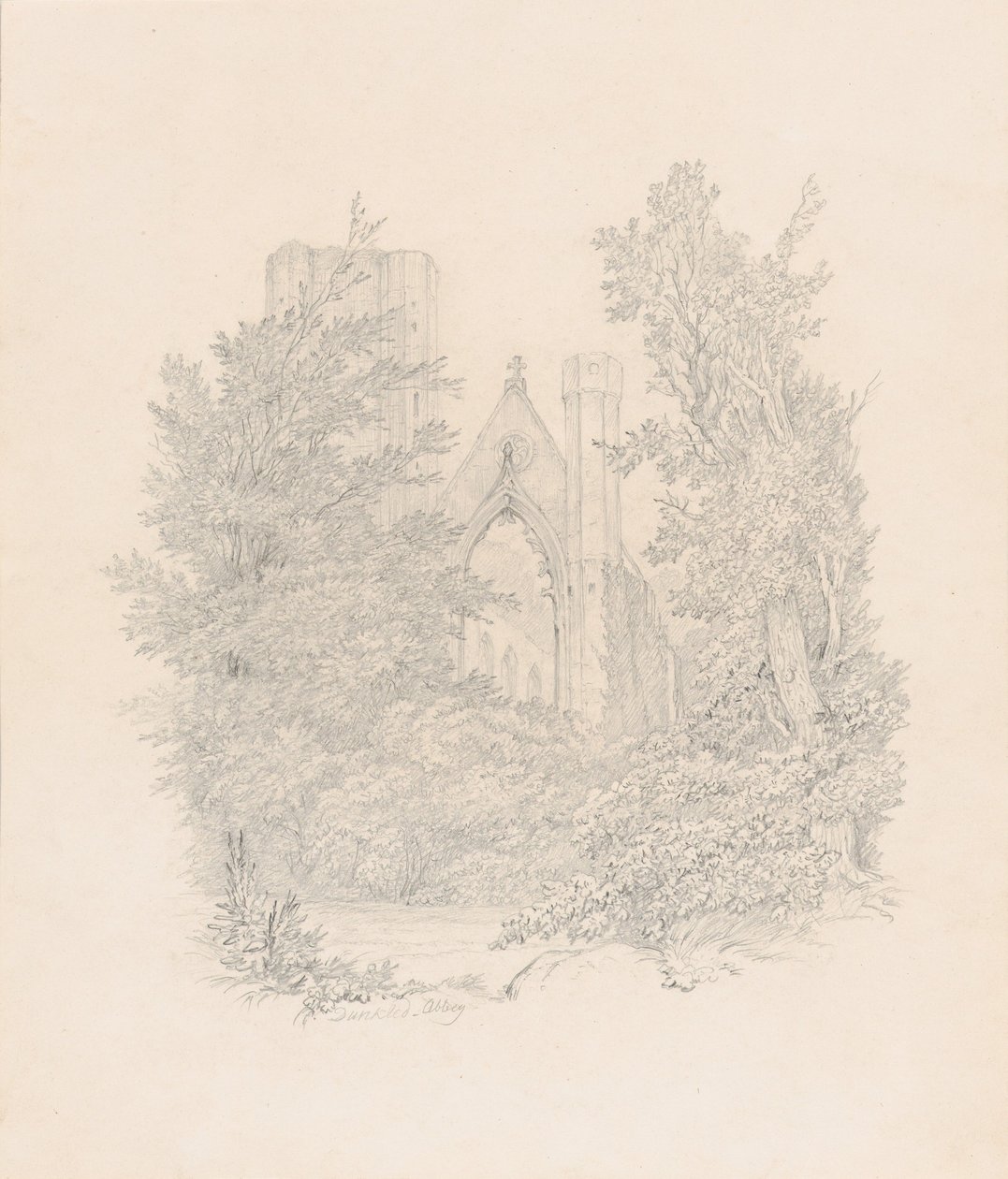 Ansicht der Westfassade der Kathedrale von Dunkeld von Carl Gustav Carus