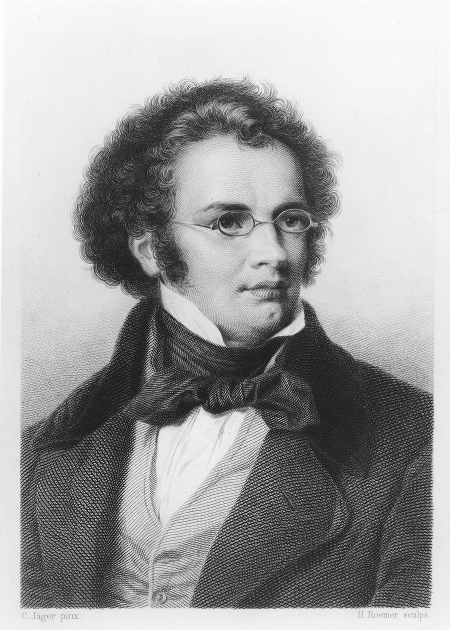 Porträt von Franz Schubert (1797-1828) graviert von H. Roemer von Carl Jaeger