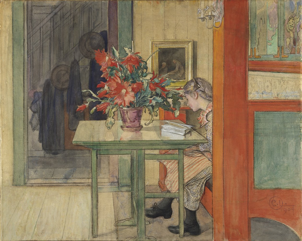 Lisbeth beim Lesen von Carl Larsson