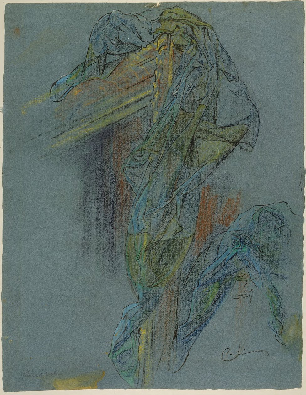 Studie eines Rahmens und Draperie von Bouchers "Der Triumph der Venus": Vorzeichnung für das Lovisa Ulrika Fresko im Treppenhaus des Nationalmuseums, Stockholm von Carl Larsson